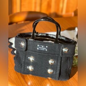 🖤 Kate Spade New York Black Italian Wool Felt Top Handle Tote